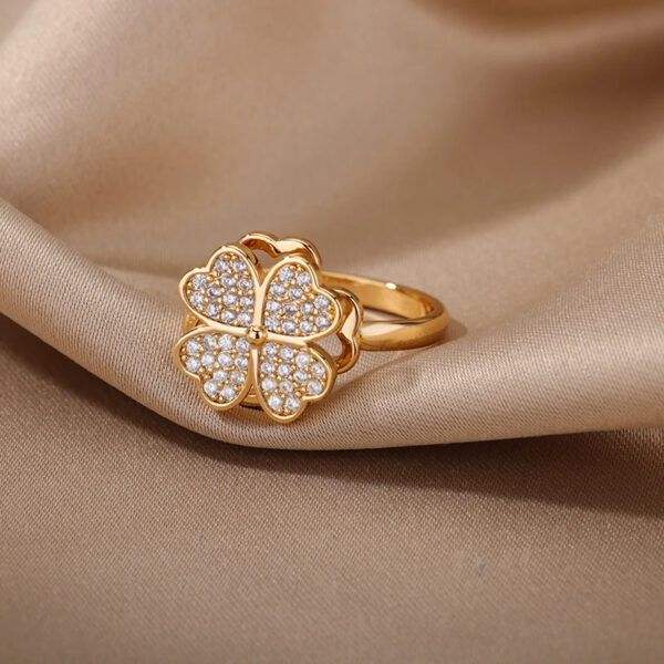 Heart Four Leaf Clover Rings for Women - Image 2