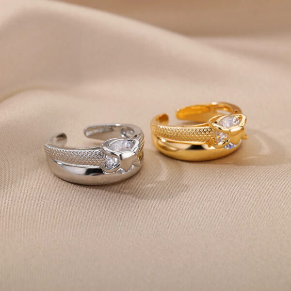 Gold Plated Heart Rings for Women - Image 2