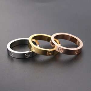 Rose Gold Color Love Ring for Women Men Couple
