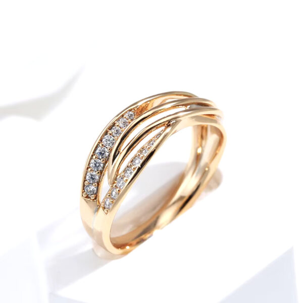 Kinel Simple Geometry Cross Ring for Women - Image 2