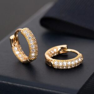 925 Sterling Sparkling Diamonds Gold Earrings
