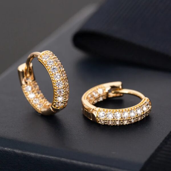 925 Sterling Sparkling Diamonds Gold Earrings
