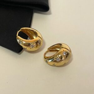925 Sterling Silver Zircon Water Droplet Hoop Earrings
