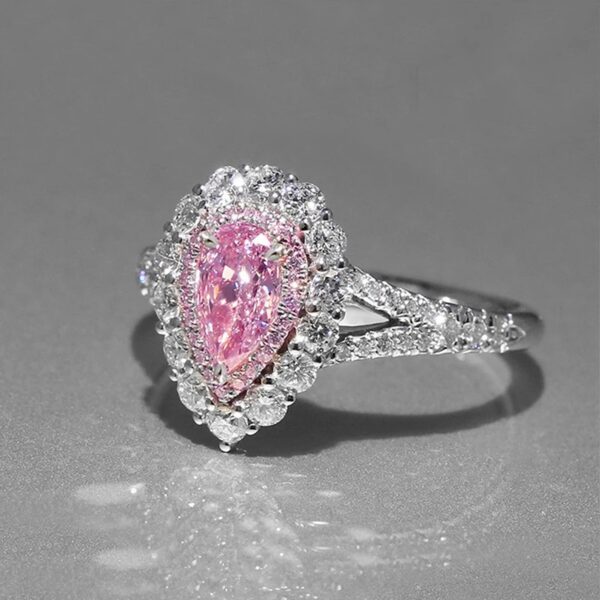 Pink Pear CZ Rings for Women Luxury