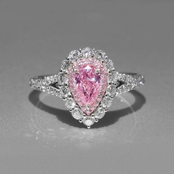 Pink Pear CZ Rings for Women Luxury - Image 2