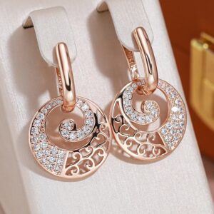 Hollow Round Pendant Paved Zircon Separable Earrings