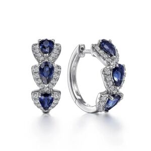 Huitan Luxury Trendy Blue Cubic Zirconia Hoop Earrings