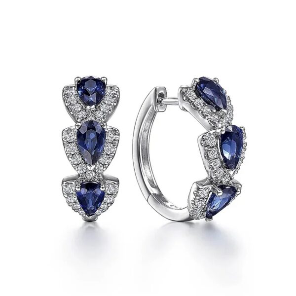 Huitan Luxury Trendy Blue Cubic Zirconia Hoop Earrings