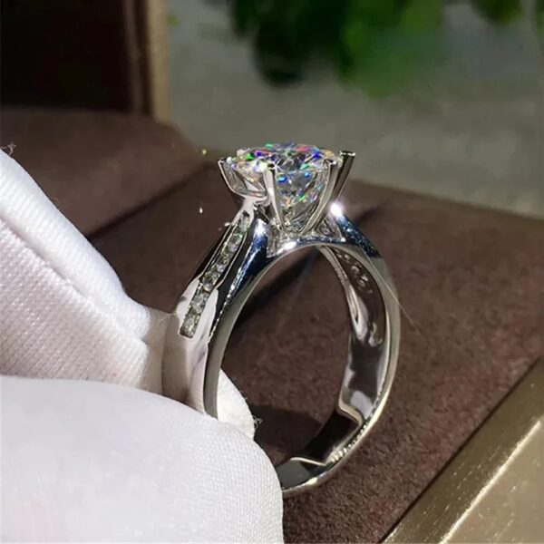 Huitan Round Cubic Zircon 6 Claw Setting Rings for Women - Image 2