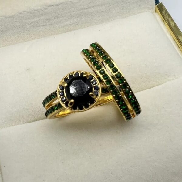Luxury Gold Plated Inlay Black Zircon Ring