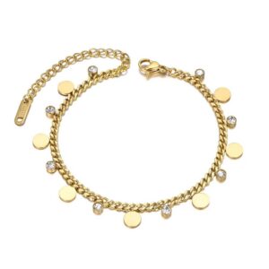 Neo-Gothic Stainless Steel Small Disc Charm Bracelet