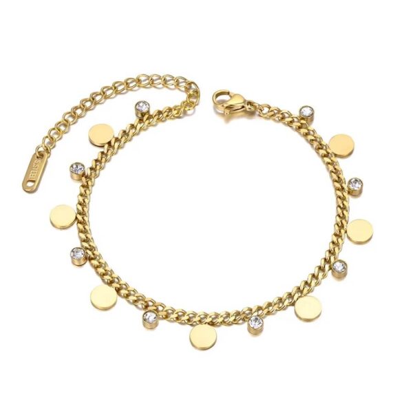 Neo-Gothic Stainless Steel Small Disc Charm Bracelet