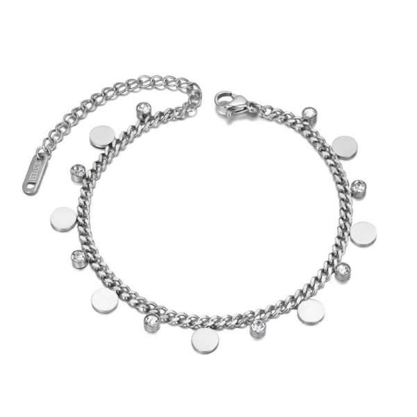 Neo-Gothic Stainless Steel Small Disc Charm Bracelet - Image 2