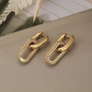 Retro Double Loop Design Drop Earrings
