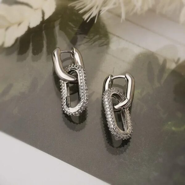 Retro Double Loop Design Drop Earrings - Image 2