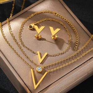 Stainless Steel Jewelry Set Christian Cross Ladies Jewelry