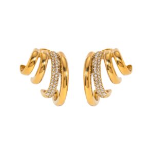 Youthway Diamonds Stainless Steel Hoop Earrings 18K Gold