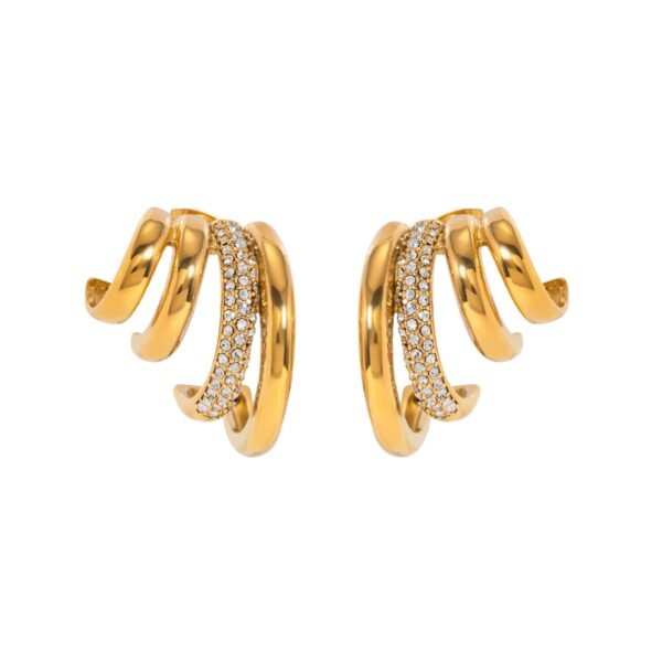 Youthway Diamonds Stainless Steel Hoop Earrings 18K Gold
