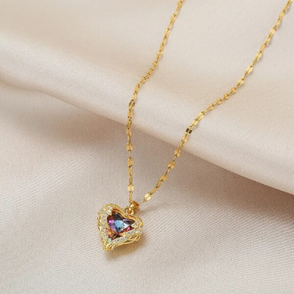 Top Luxury Colorful Crystal Ocean Heart Pendant Necklace - Image 2