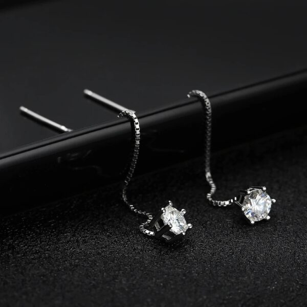 S925 sterling silver rectangular emerald cut pagoda earrings - Image 3