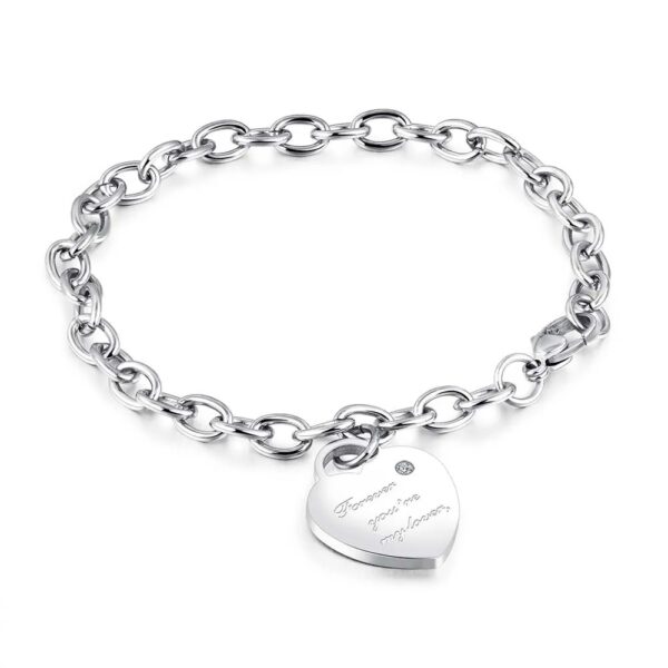 Stainless Steel Bracelets Exquisite Elegant Heart Pendant - Image 2
