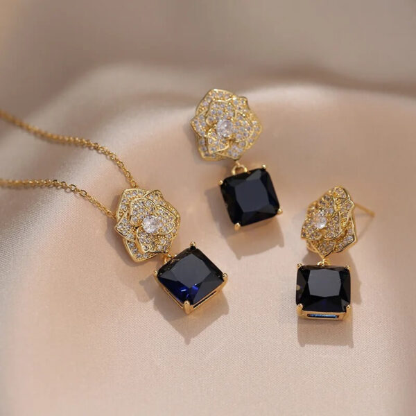 Silver Moissanite Jewelry Set Gold Plated - Image 3