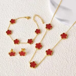 Women's Stainless Steel Five Petal Flower Necklace